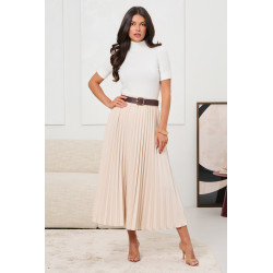 PLISOWANA SPÓDNICA MIDI Z PASKIEM