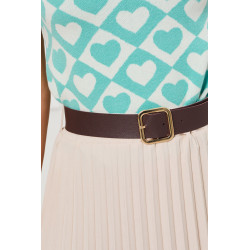 SWETER Z KRÓTKIM RĘKAWEM W ŻAKARDOWY WZÓR W SERCA