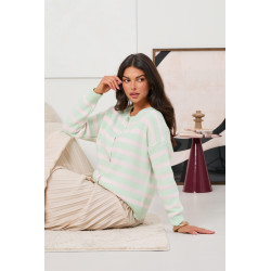 DZIANINOWY KARDIGAN OVERSIZE  W PASTELOWE PASY