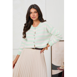 DZIANINOWY KARDIGAN OVERSIZE  W PASTELOWE PASY