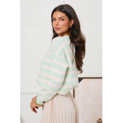 DZIANINOWY KARDIGAN OVERSIZE  W PASTELOWE PASY