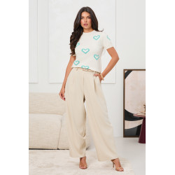 ELEGANCKIE SPODNIE WIDE LEG Z ZASZEWKAMI I PASKIEM