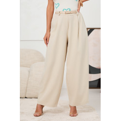 ELEGANCKIE SPODNIE WIDE LEG Z ZASZEWKAMI I PASKIEM
