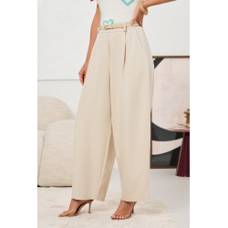 ELEGANCKIE SPODNIE WIDE LEG Z ZASZEWKAMI I PASKIEM