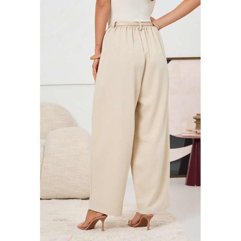 ELEGANCKIE SPODNIE WIDE LEG Z ZASZEWKAMI I PASKIEM