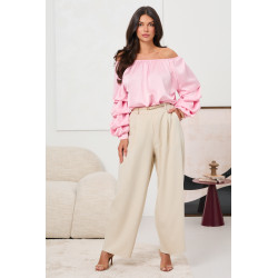 SATYNOWA BLUZKA HISZPANKA Z FALBANIASTYMI RĘKAWAMI