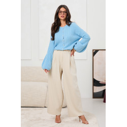 PRĄŻKOWANY KARDIGAN Z BUFIASTYMI RĘKAWAMI