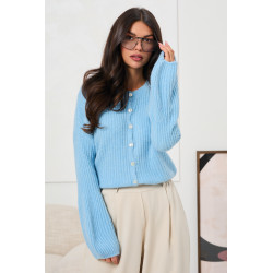 PRĄŻKOWANY KARDIGAN Z BUFIASTYMI RĘKAWAMI