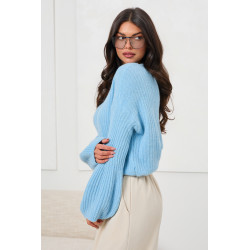 PRĄŻKOWANY KARDIGAN Z BUFIASTYMI RĘKAWAMI
