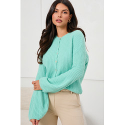 PRĄŻKOWANY KARDIGAN Z BUFIASTYMI RĘKAWAMI