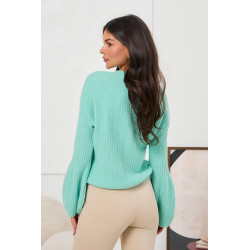 PRĄŻKOWANY KARDIGAN Z BUFIASTYMI RĘKAWAMI