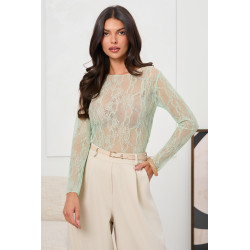 SIATECZKOWA BLUZKA Z KORONKOWYM WZOREM