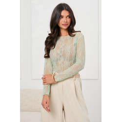 SIATECZKOWA BLUZKA Z KORONKOWYM WZOREM