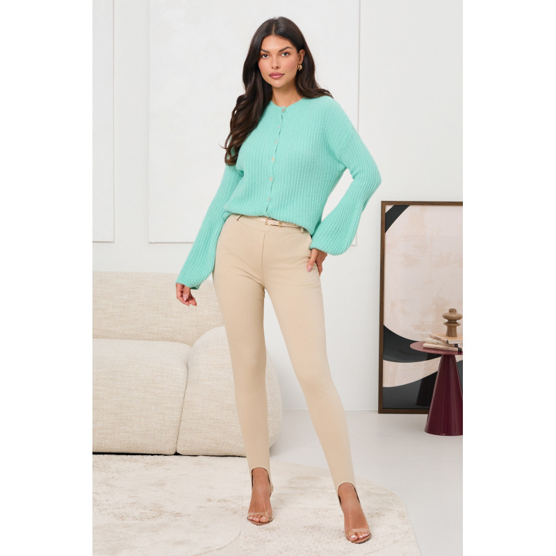 SPODNIE TYPU  STIRRUP Z WYSOKIM STANEM I PASKIEM