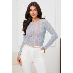 SIATECZKOWA BLUZKA Z KORONKOWYM WZOREM