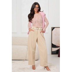 SPODNIE O LUŹNYM KROJU Z ZASZEWKAMI I PASKIEM