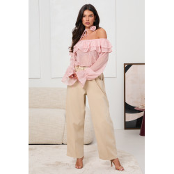 BLUZKA HISZPANKA Z FALBANAMI I WIĄZANIEM PRZY SZYJI