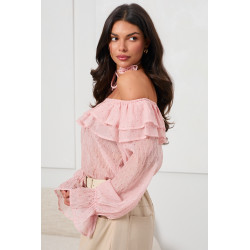 BLUZKA HISZPANKA Z FALBANAMI I WIĄZANIEM PRZY SZYJI