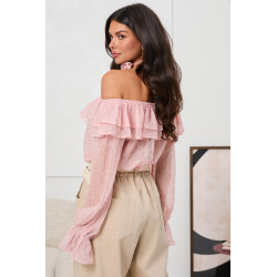 BLUZKA HISZPANKA Z FALBANAMI I WIĄZANIEM PRZY SZYJI