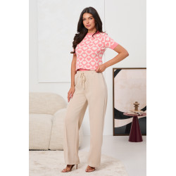 SWETER Z KRÓTKIM RĘKAWEM W ŻAKARDOWY WZÓR W SERCA