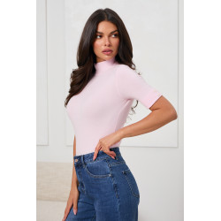 BASICOWY SWETER Z GOLFEM I KRÓTKIM RĘKAWEM