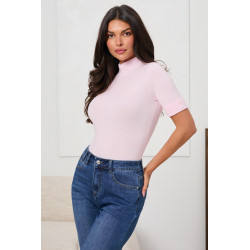 BASICOWY SWETER Z GOLFEM I KRÓTKIM RĘKAWEM