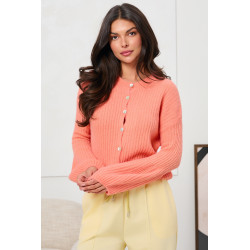 PRĄŻKOWANY KARDIGAN Z BUFIASTYMI RĘKAWAMI