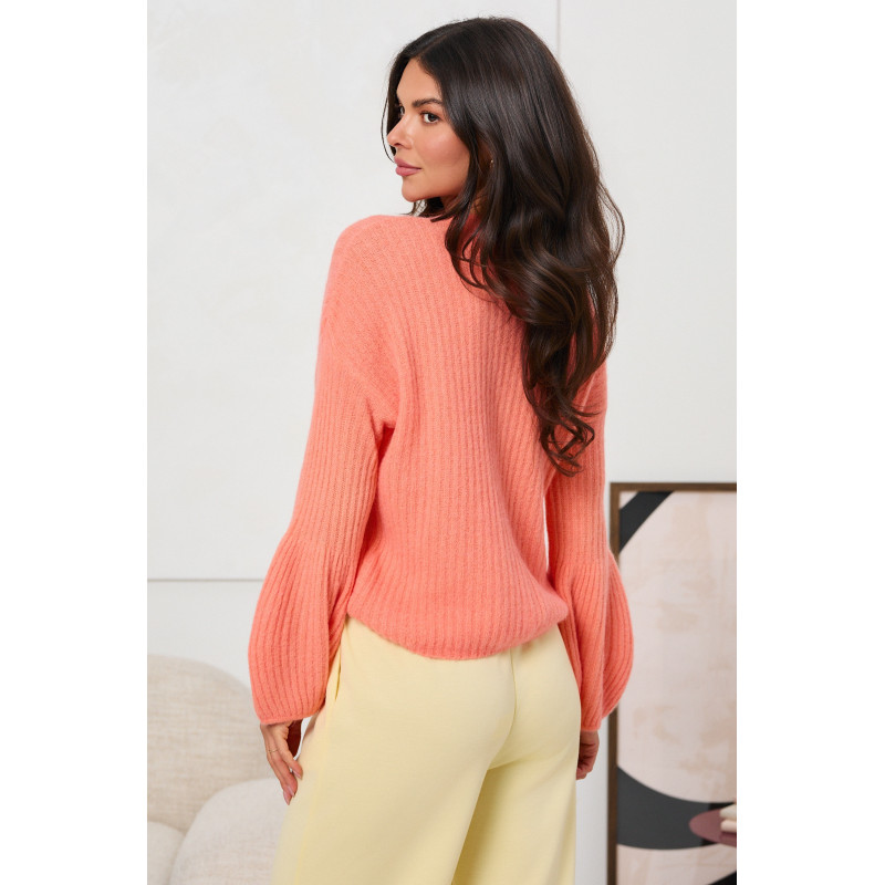 PRĄŻKOWANY KARDIGAN Z BUFIASTYMI RĘKAWAMI