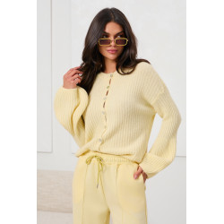 PRĄŻKOWANY KARDIGAN Z BUFIASTYMI RĘKAWAMI