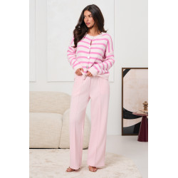 DZIANINOWY KARDIGAN OVERSIZE  W PASTELOWE PASY