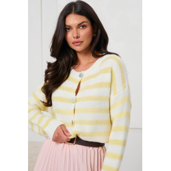 DZIANINOWY KARDIGAN OVERSIZE  W PASTELOWE PASY