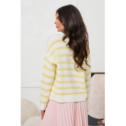 DZIANINOWY KARDIGAN OVERSIZE  W PASTELOWE PASY