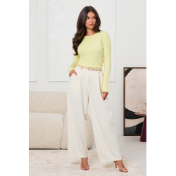 ELEGANCKIE SPODNIE WIDE LEG Z ZASZEWKAMI I PASKIEM