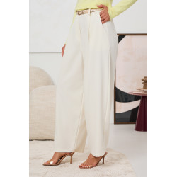 ELEGANCKIE SPODNIE WIDE LEG Z ZASZEWKAMI I PASKIEM