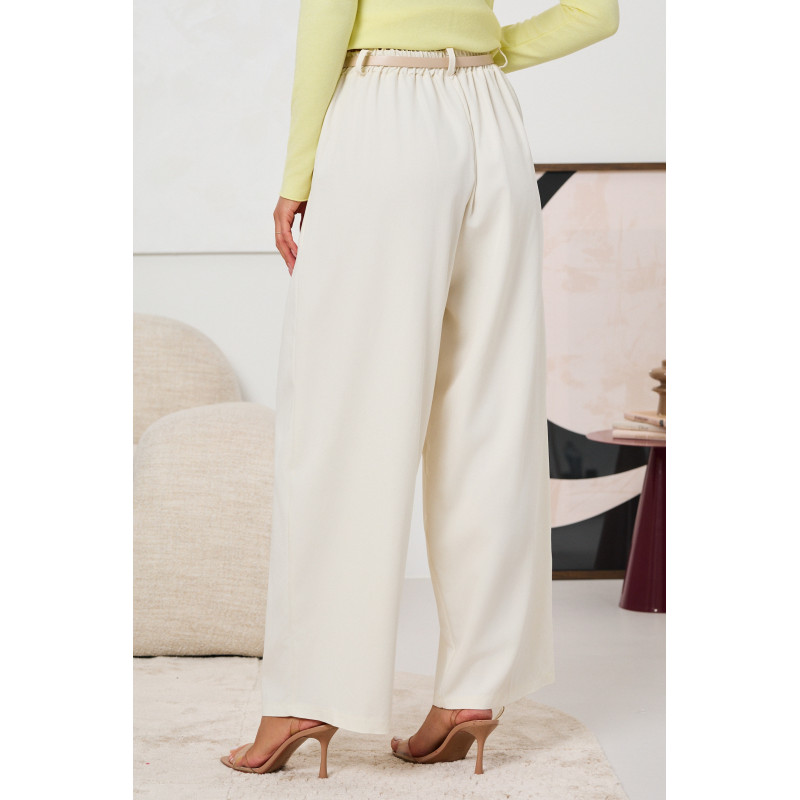 ELEGANCKIE SPODNIE WIDE LEG Z ZASZEWKAMI I PASKIEM