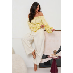 SATYNOWA BLUZKA HISZPANKA Z FALBANIASTYMI RĘKAWAMI