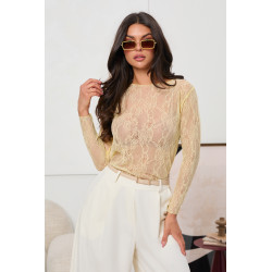 SIATECZKOWA BLUZKA Z KORONKOWYM WZOREM