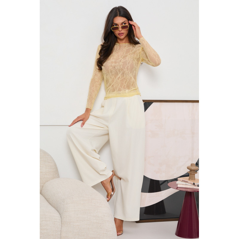 SIATECZKOWA BLUZKA Z KORONKOWYM WZOREM