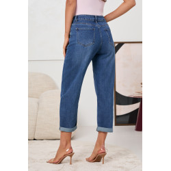 JEANSY Z WYSOKIM STANEM STRAIGHT CROPPED