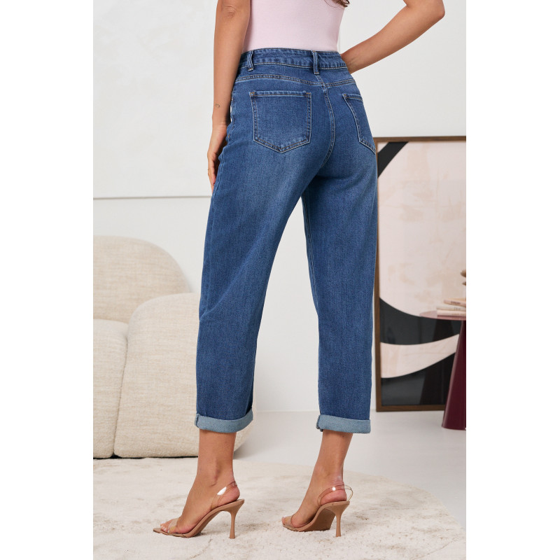 JEANSY Z WYSOKIM STANEM STRAIGHT CROPPED