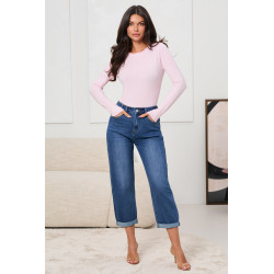 JEANSY Z WYSOKIM STANEM STRAIGHT CROPPED