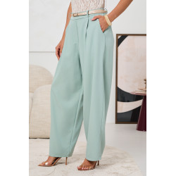 ELEGANCKIE SPODNIE WIDE LEG Z ZASZEWKAMI I PASKIEM