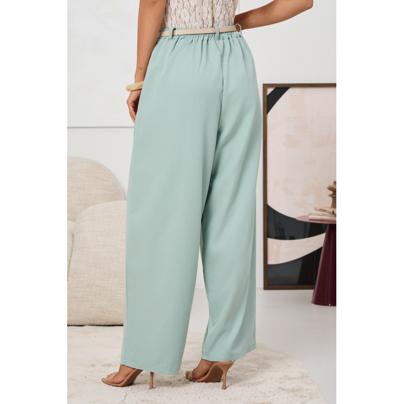 ELEGANCKIE SPODNIE WIDE LEG Z ZASZEWKAMI I PASKIEM