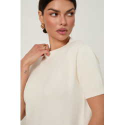 DZIANINOWY SWETER BASIC Z KRÓTKIM RĘKAWEM