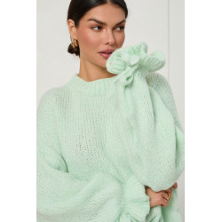 Oversizowy sweter z wiązaniami na rękawach