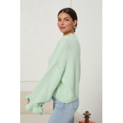 Oversizowy sweter z wiązaniami na rękawach