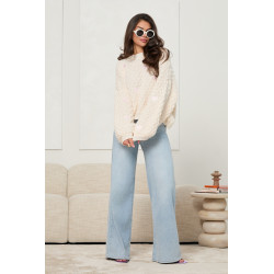 SWETER Z PLECIONEJ DZIANINY Z WYSZYWANYMI SERCAMI