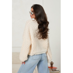 SWETER Z PLECIONEJ DZIANINY Z WYSZYWANYMI SERCAMI