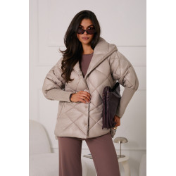 PIKOWANA KURTKA Z KAPTUREM I DZIANINOWYMI WSTAWKAMI