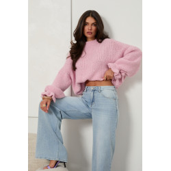 Oversizowy sweter z wiązaniami na rękawach